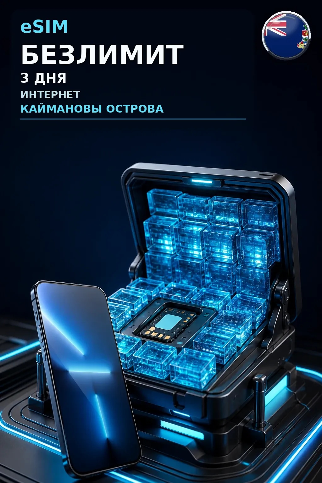 eSIM Каймановы Острова — БЕЗЛИМИТ, 3 дня — интернет