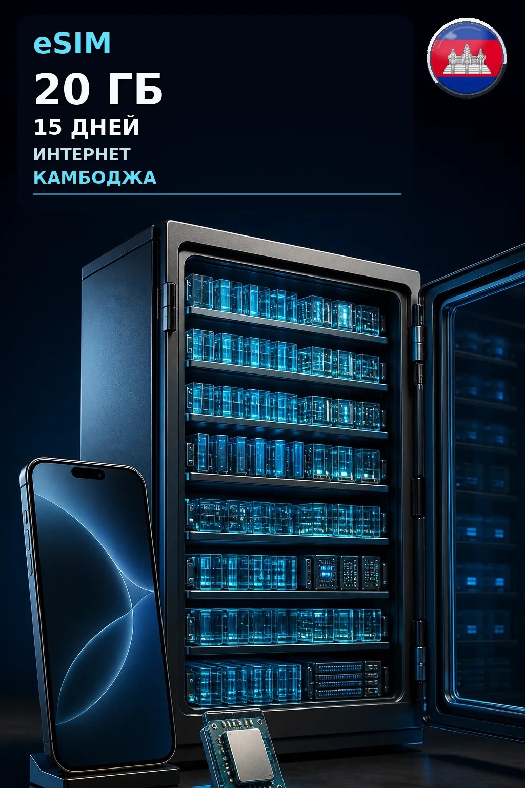 eSIM Камбоджа — 20 ГБ, 15 дней — интернет