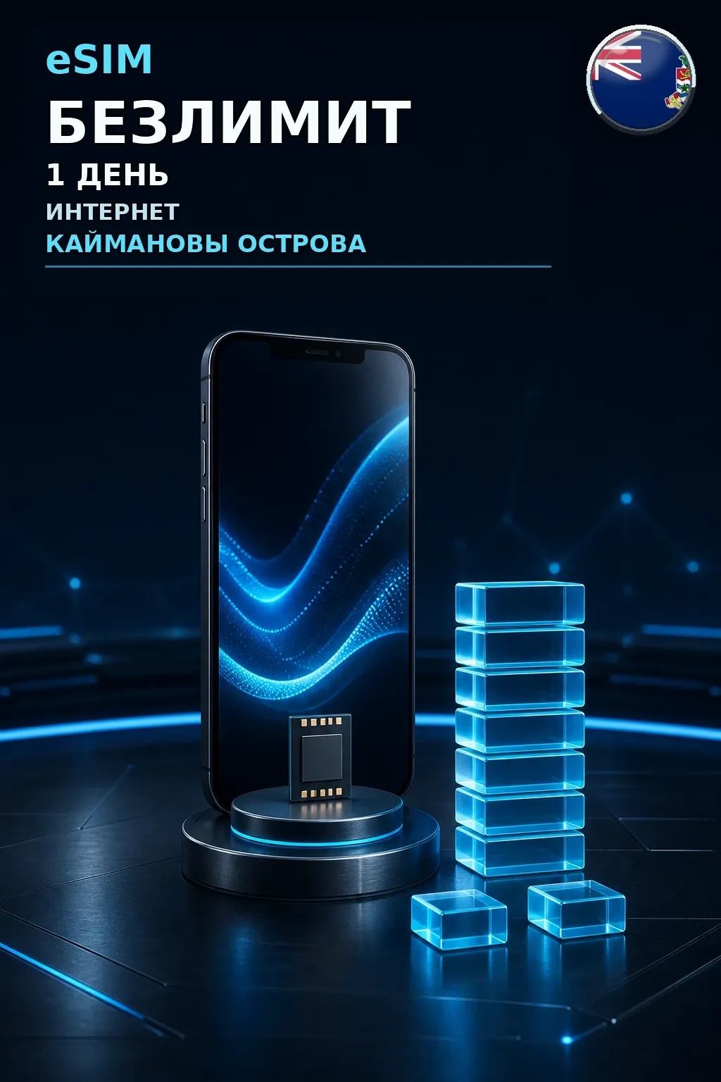 eSIM Каймановы Острова — БЕЗЛИМИТ, 1 день — интернет
