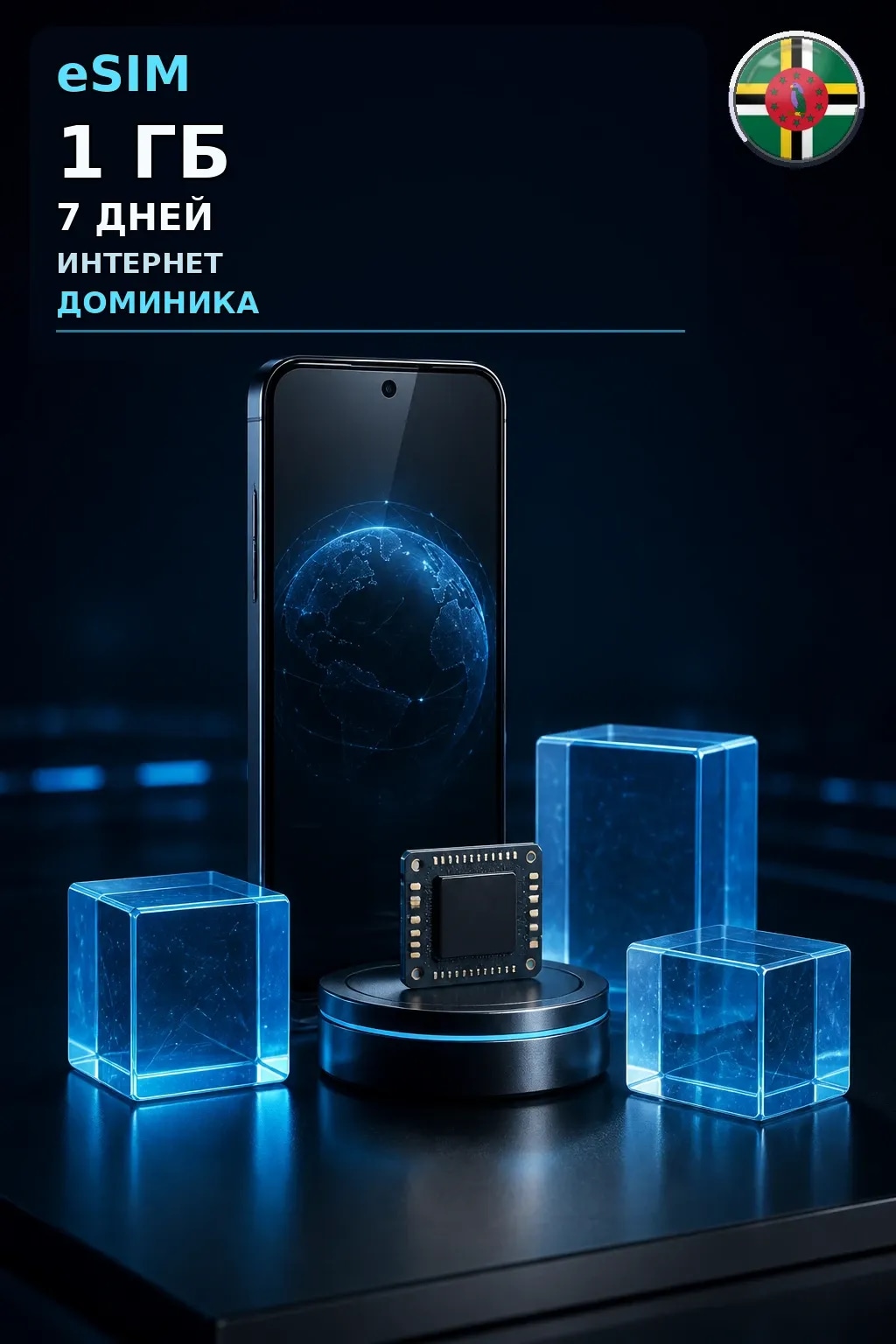 eSIM Доминика — 1 ГБ, 7 дней — интернет