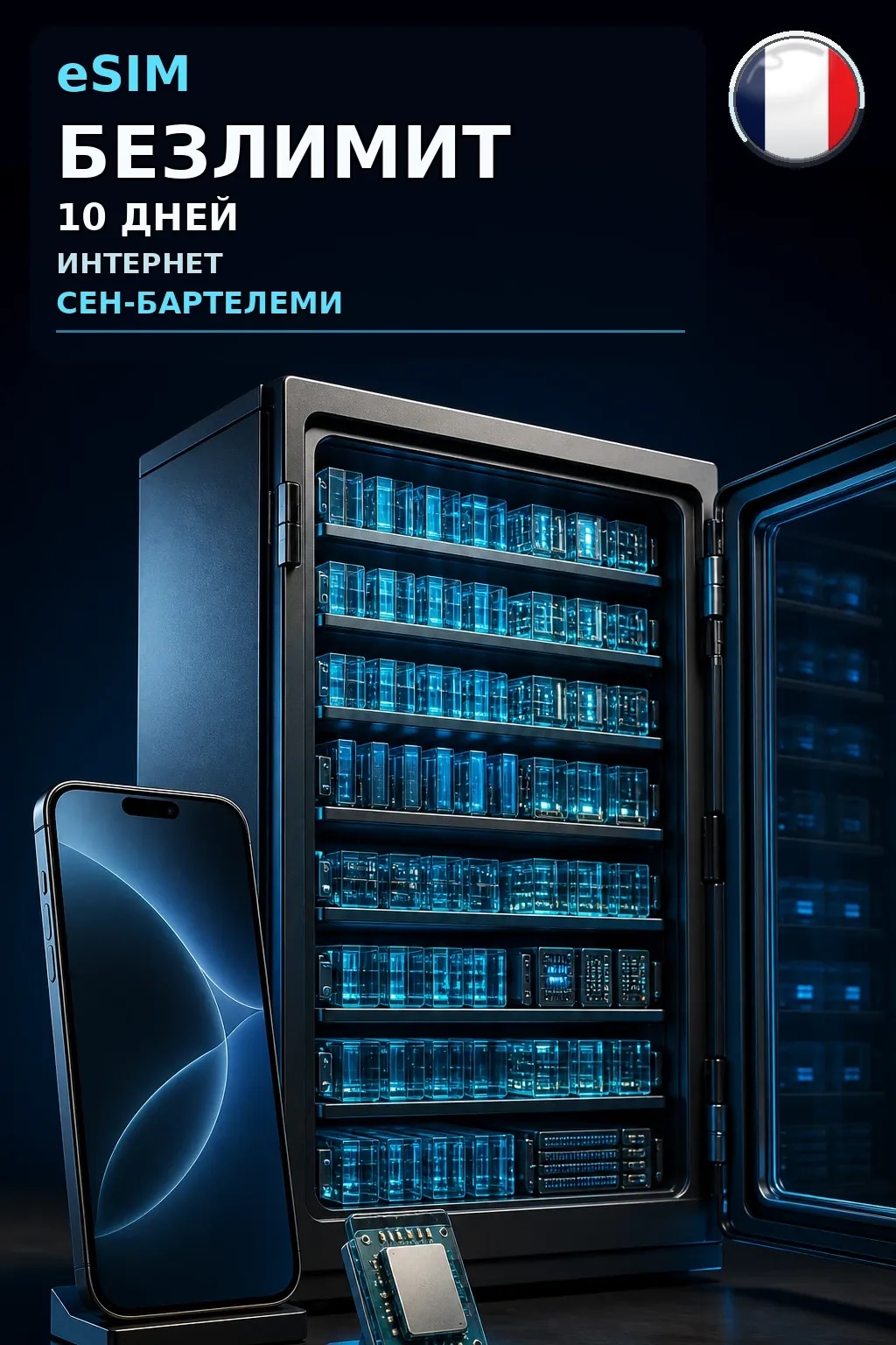eSIM Сен-Бартелеми — БЕЗЛИМИТ, 10 дней — интернет