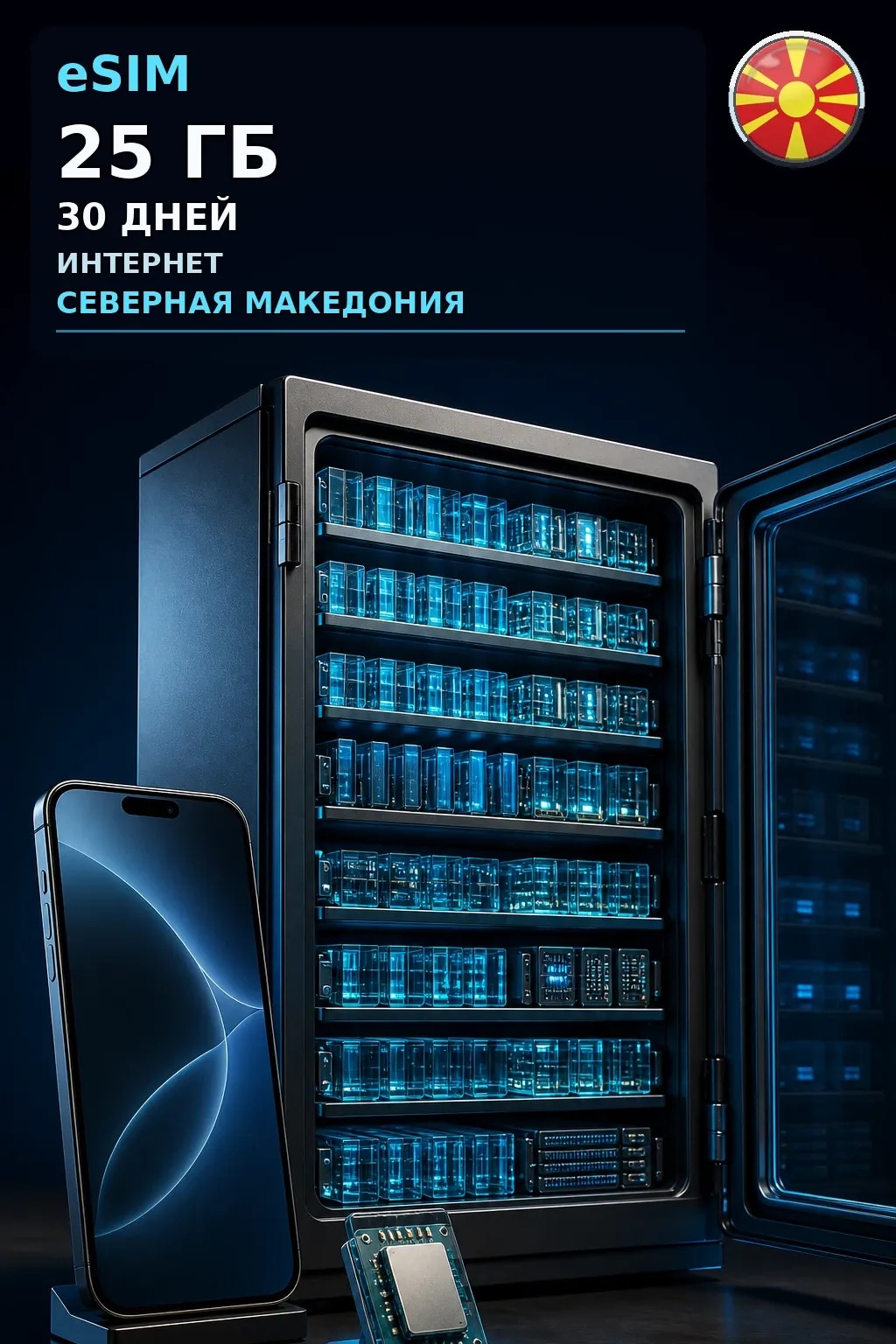 eSIM Северная Македония — 25 ГБ, 30 дней — интернет
