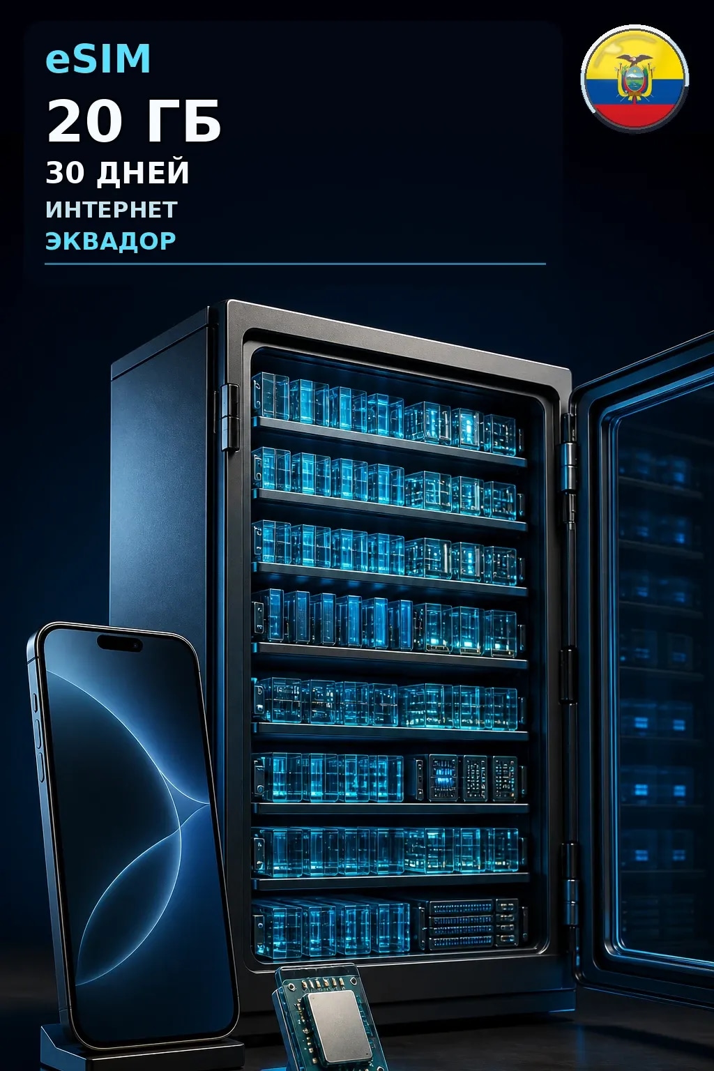eSIM Эквадор — 20 ГБ, 30 дней — интернет