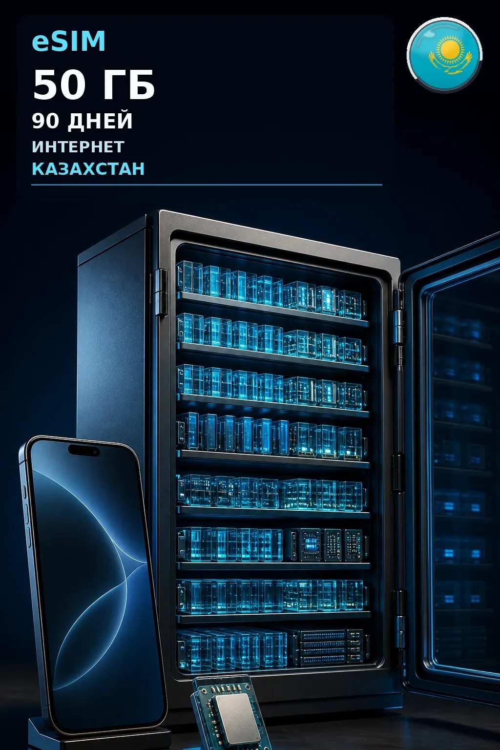 eSIM Казахстан — 50 ГБ, 90 дней — интернет