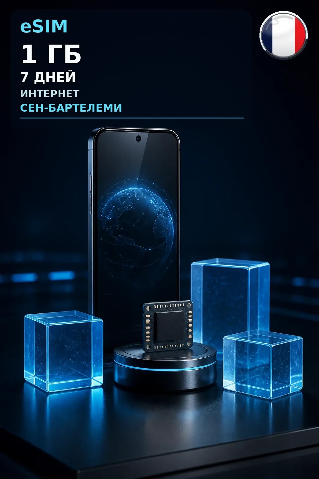 eSIM Сен-Бартелеми — 1 ГБ, 7 дней — интернет