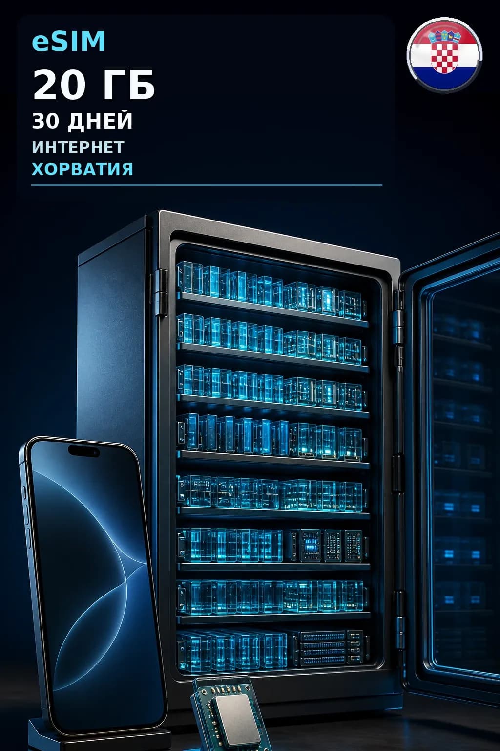 eSIM Хорватия — 20 ГБ, 30 дней — интернет