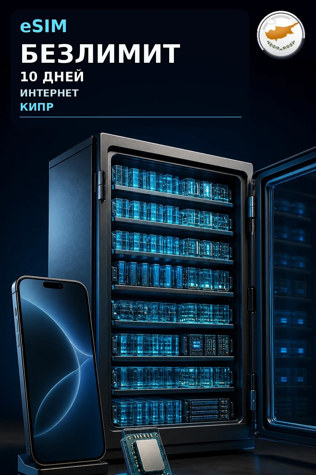 eSIM Кипр — БЕЗЛИМИТ, 10 дней — интернет