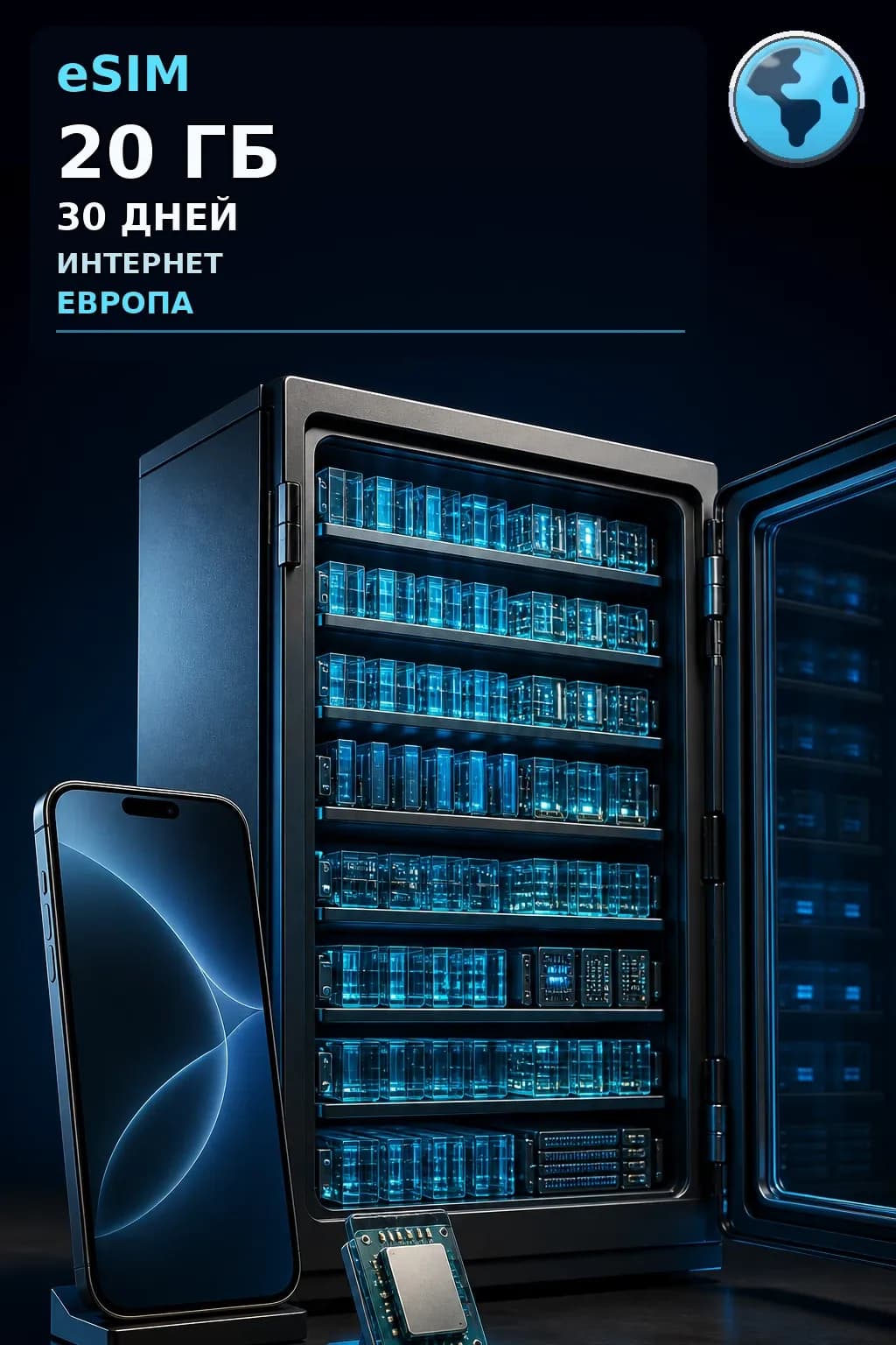 eSIM Европа — 20 ГБ, 30 дней — интернет