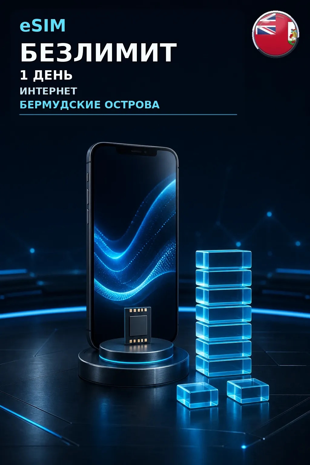 eSIM Бермудские Острова — БЕЗЛИМИТ, 1 день — интернет