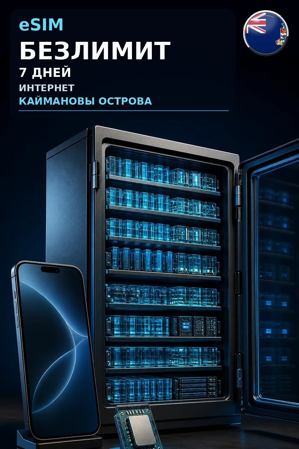 eSIM Каймановы Острова — БЕЗЛИМИТ, 7 дней — интернет