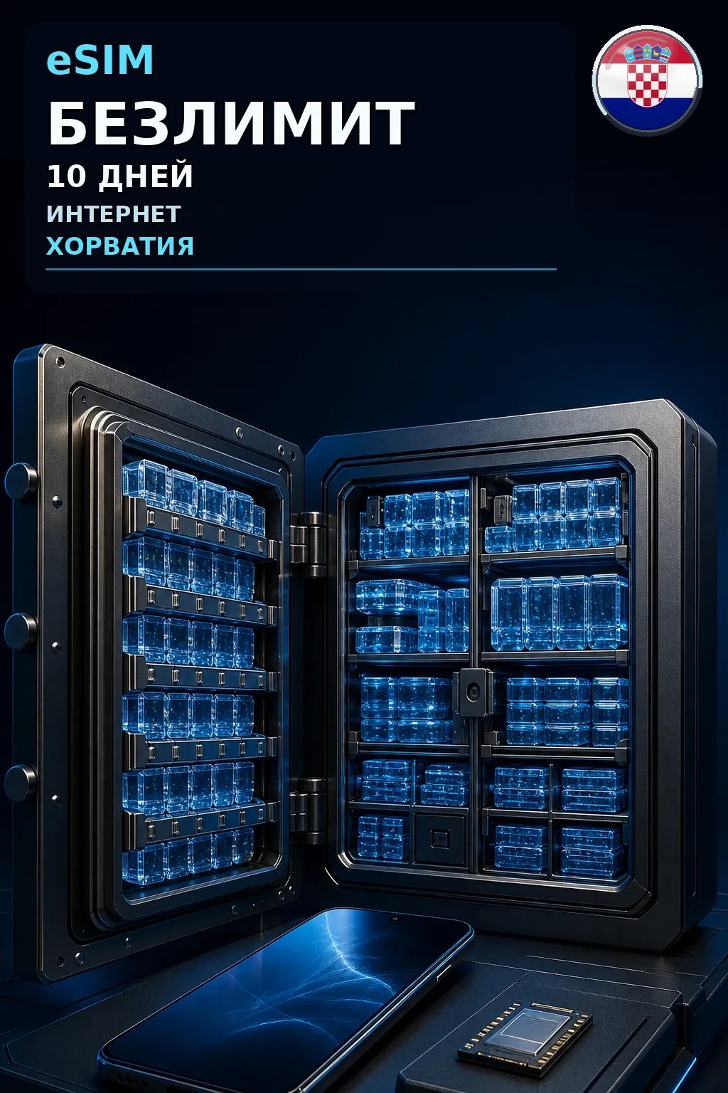 eSIM Хорватия — БЕЗЛИМИТ, 10 дней — интернет