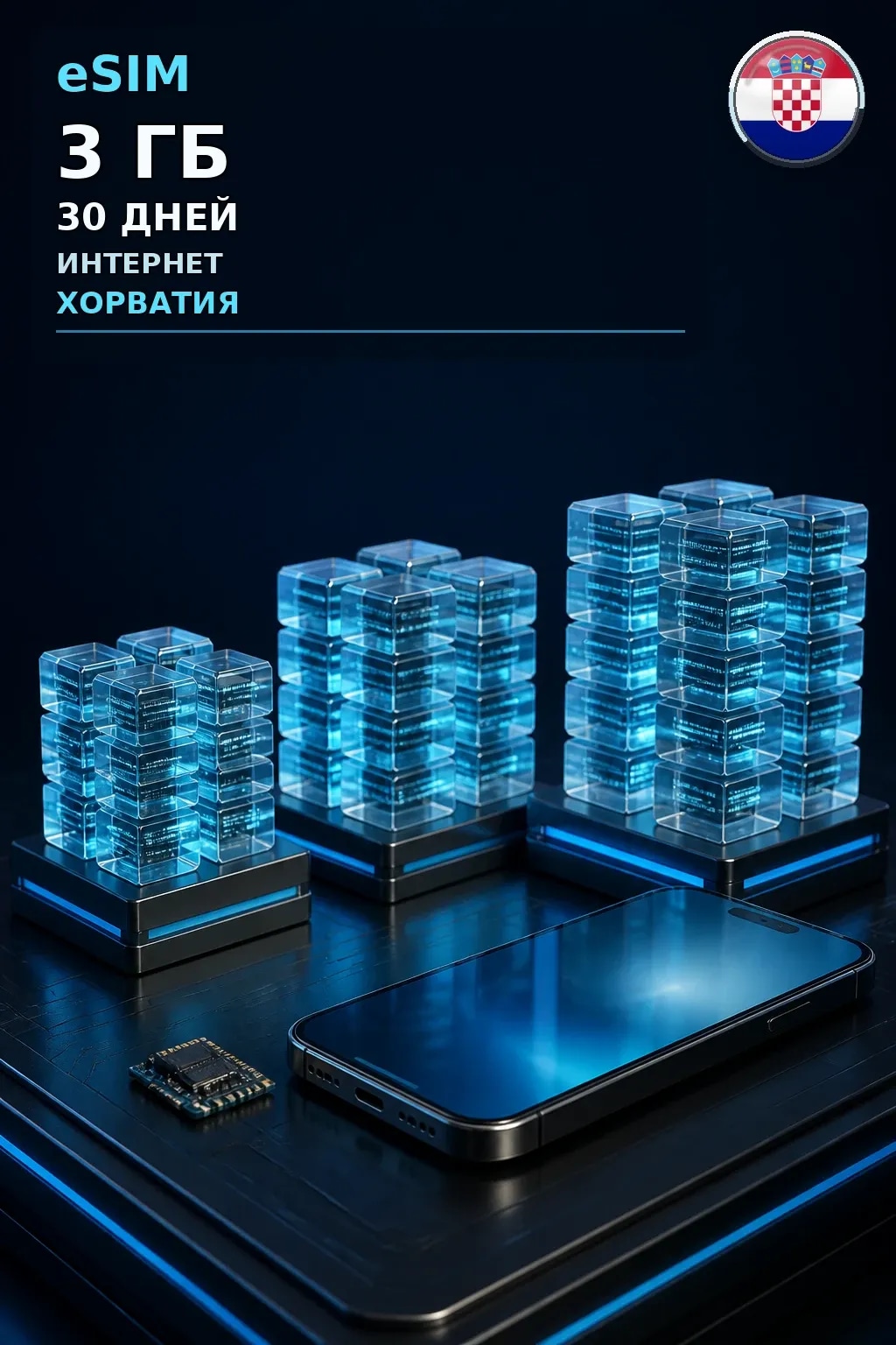 eSIM Хорватия — 3 ГБ, 30 дней — интернет