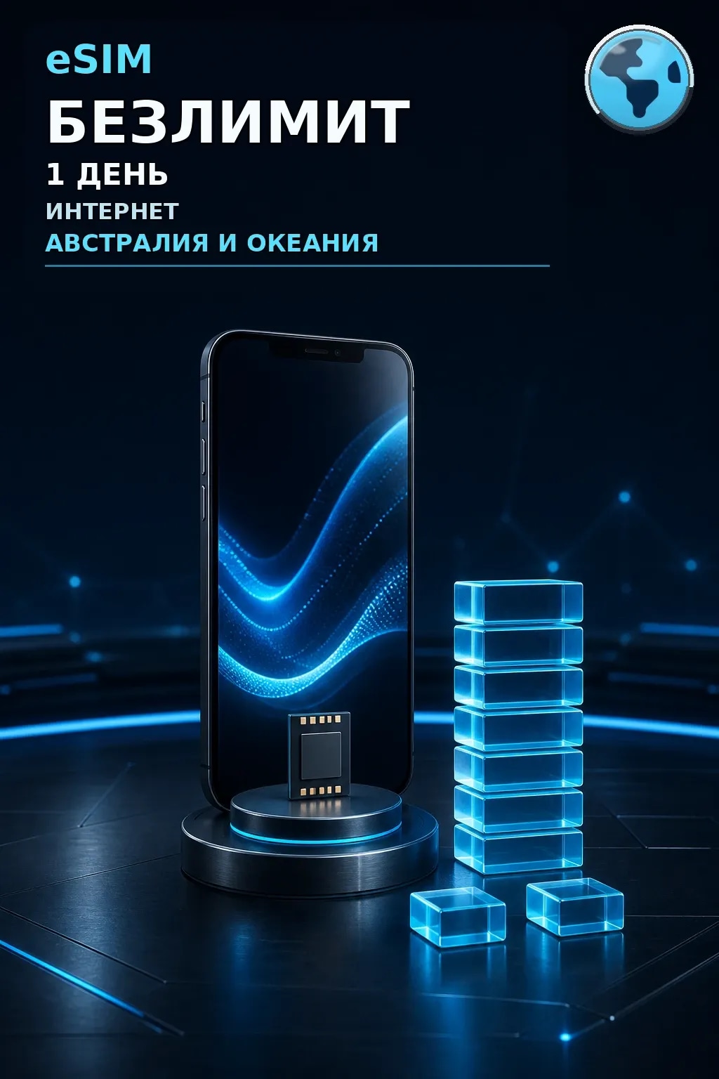 eSIM Австралия и Океания — БЕЗЛИМИТ, 1 день — интернет