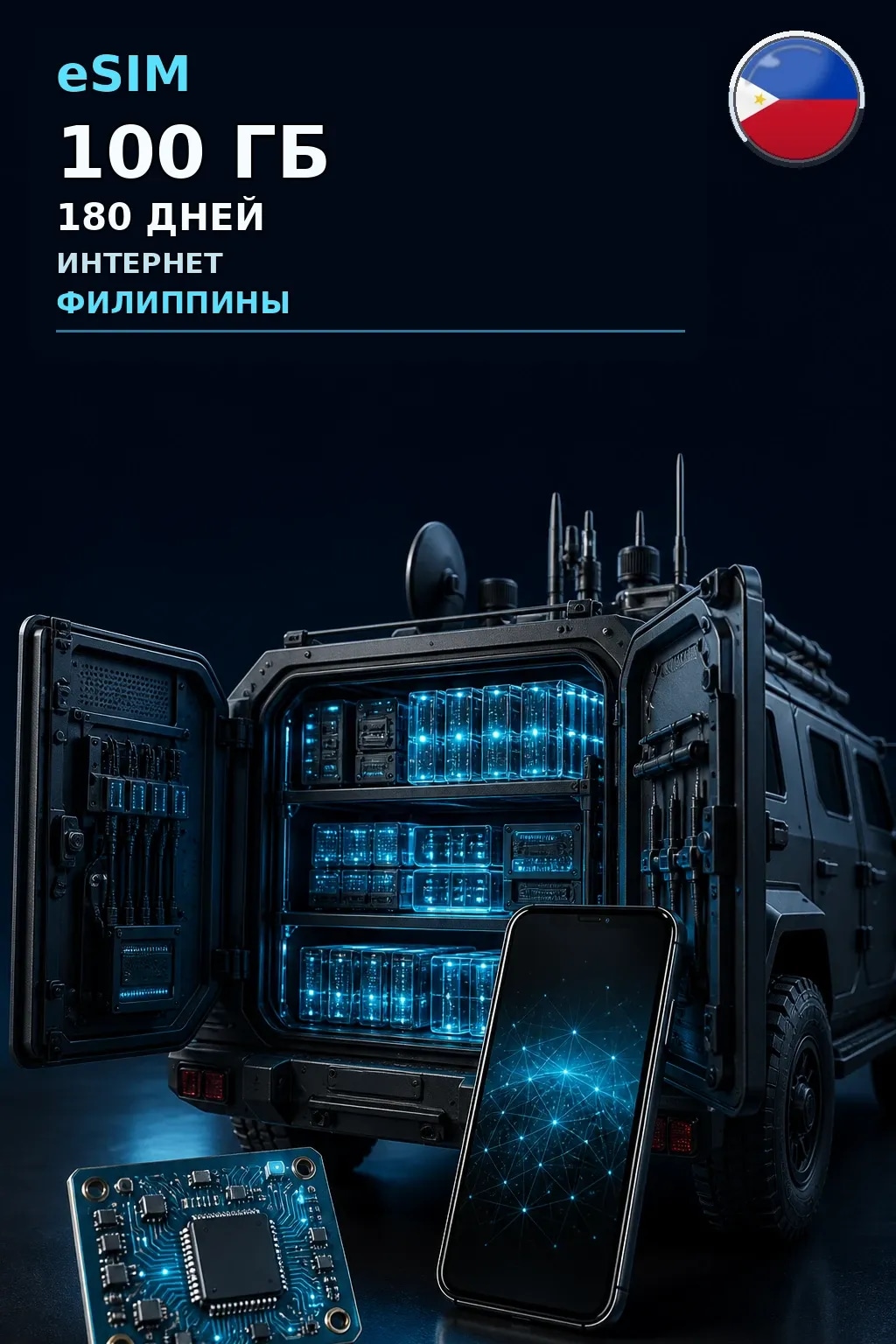 eSIM Филиппины — 100 ГБ, 180 дней — интернет