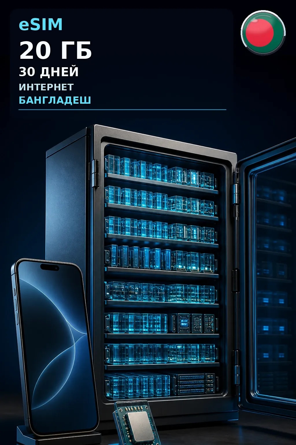 eSIM Бангладеш — 20 ГБ, 30 дней — интернет