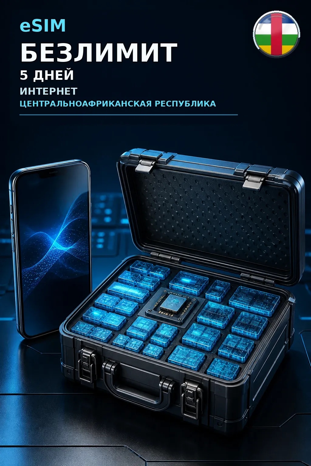 eSIM ЦАР — БЕЗЛИМИТ, 5 дней — интернет