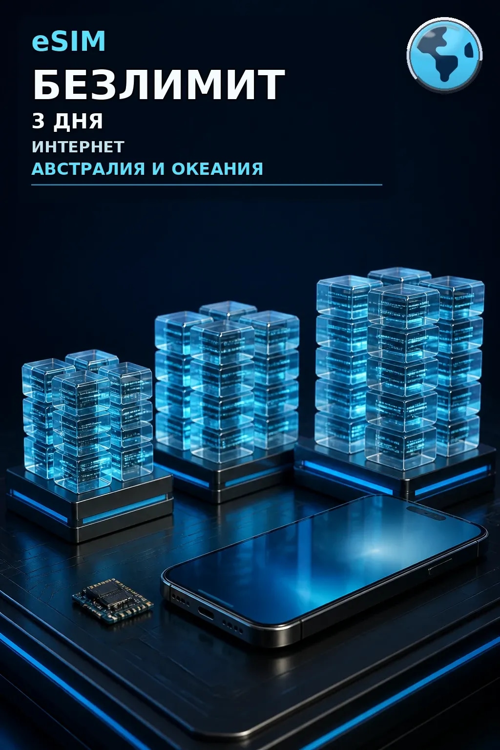 eSIM Австралия и Океания — БЕЗЛИМИТ, 3 дня — интернет