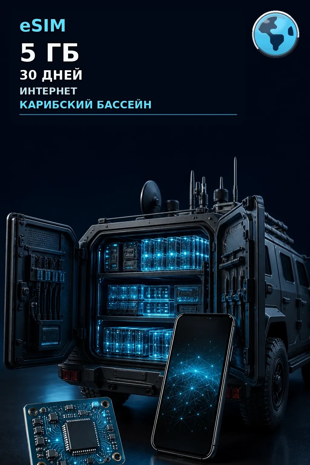 eSIM Карибский Бассeйн — 5 ГБ, 30 дней — интернет