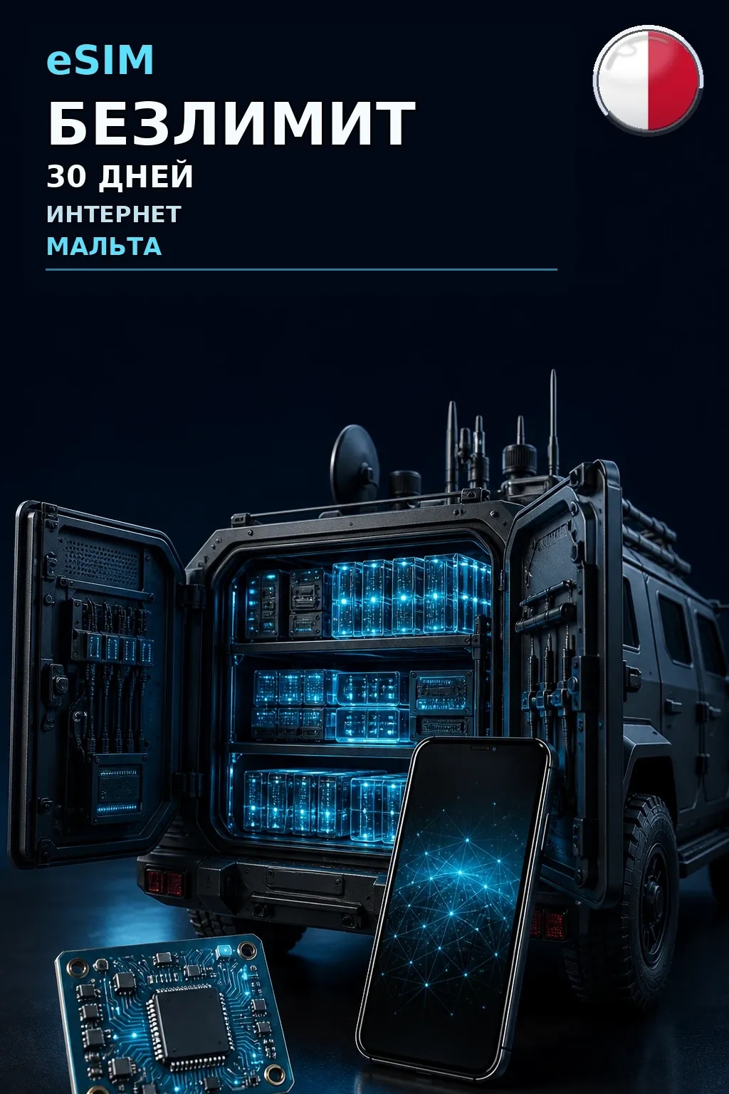 eSIM Мальта — БЕЗЛИМИТ, 30 дней — интернет