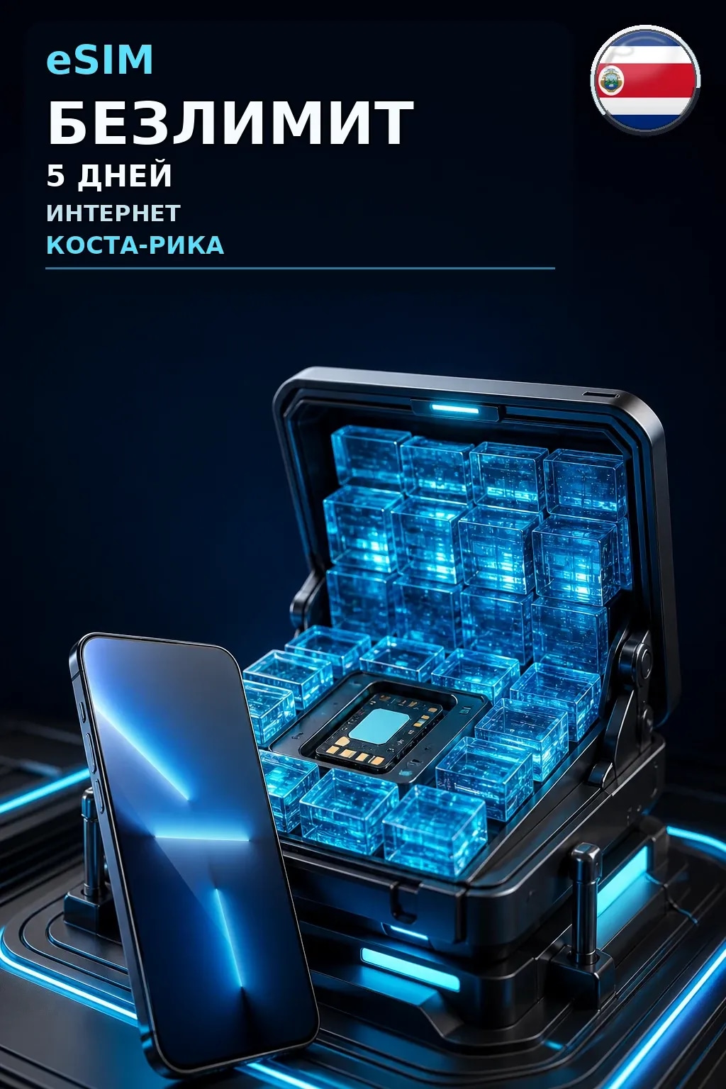 eSIM Коста-Рика — БЕЗЛИМИТ, 5 дней — интернет