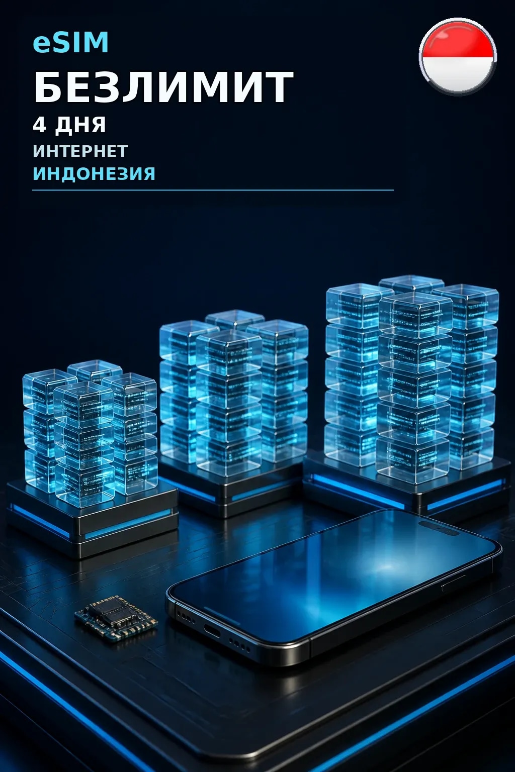 eSIM Индонезия — БЕЗЛИМИТ, 4 дня — интернет