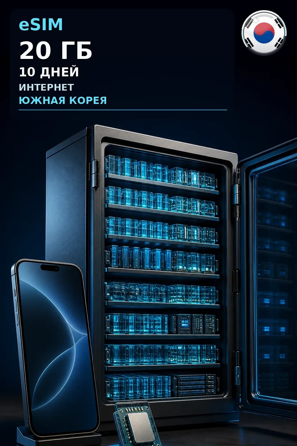 eSIM Южная Корея — 20 ГБ, 10 дней — интернет