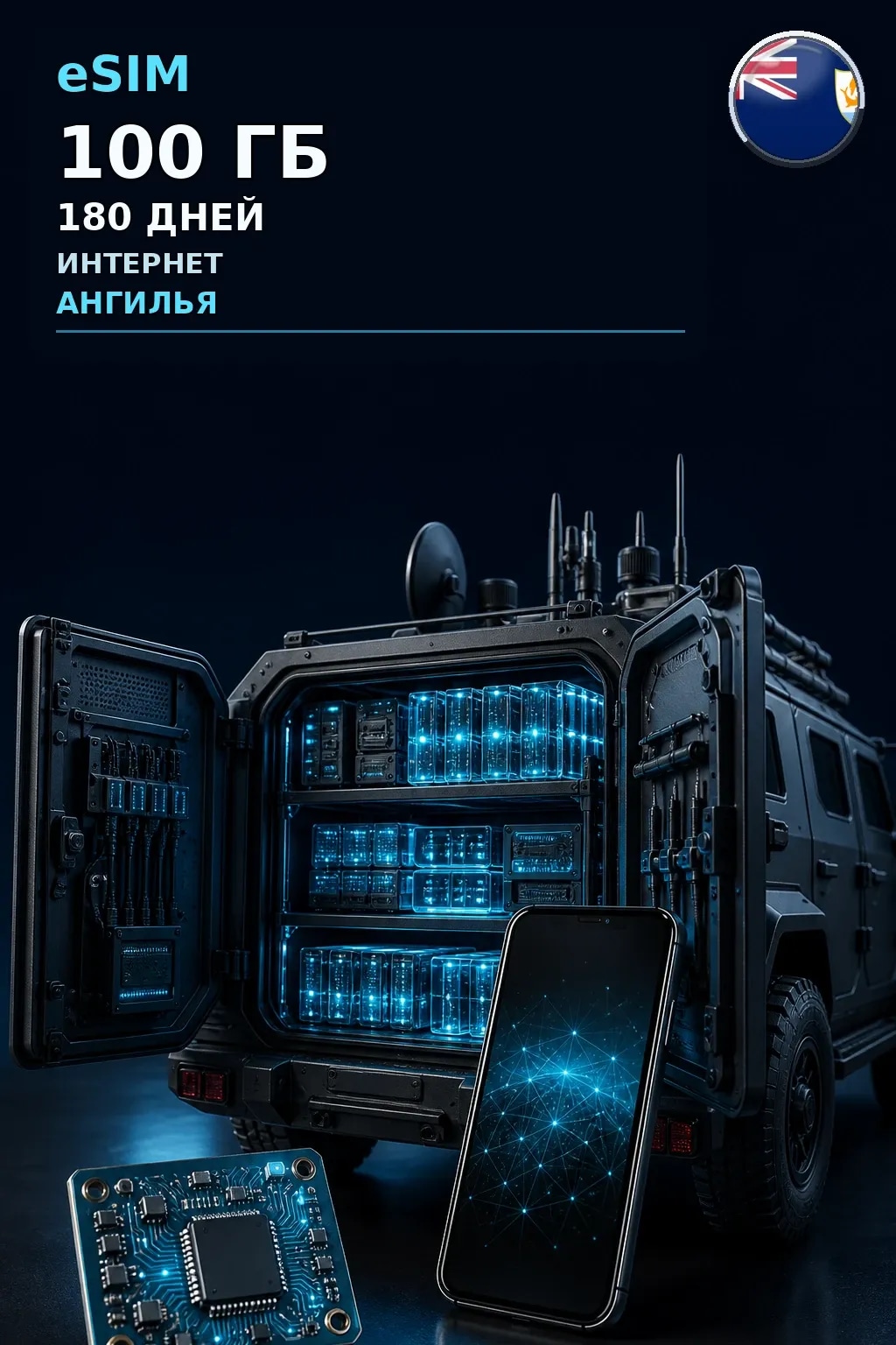 eSIM Ангилья — 100 ГБ, 180 дней — интернет